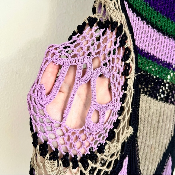 JEAN PAUL GAULTIER S/S 2008 RTW Runway Crochet Knit Tassel Cutout Top in Purple - Picture 6 of 11